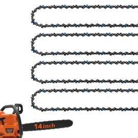 ATIVERE 4 Pack 14inch Chainsaw Chain 3/8" LP Pitch, 050" Gauge, 52 Drive Links, Fit for Craftsman, Poulan, Worx, Husqvarna 120,Echo CS-310,Ryobi RY3714, Homelite GREENWORKS