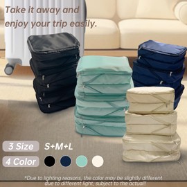 GOTENTIFY Waterproof Compression Packing Cubes 2/3/4 sets, Large Travel Packing organizers for Carry on Luggage, 2 Sides Expandable Storage Bags for Backpacking, Suitcases