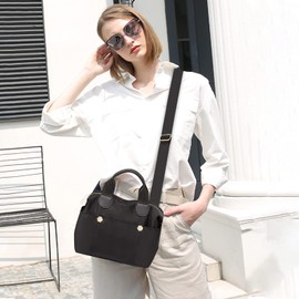 PORRASSO Women Crossbody Bag Fashion Shoulder Bag Multifunctional Handbag Ladies Satchel Nylon Messenger Bag for Travel School Work Daily Use Black