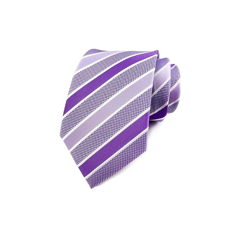 Ctskyte Men's Lavender Purple White Stripe Silk Tie Soft Spring