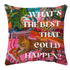 Voatok Leopard Cheetah Inspirational Pillow Covers 18x18, Retro Preppy Maximalist Motivational Cheetah Decorative Throw Pillow Covers Pillowcases Decorations for Home Bedroom Sofa Bed Couch Decor