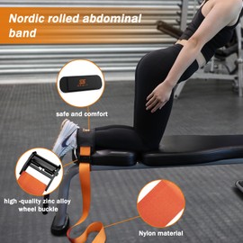 Hamstring Curl Strap,59 inches Adjustable Squat Strap Foot Dumbbell Strap,Exercise Strap Assisted Leg Curl Strap Leg Tibialis Raises Workout for Teenagers(Goldenrod Orange)