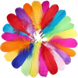 120pcs Colorful Goose Feathers Bulk 6-8 in 15-20cm Goose Nagoire Feather for Crafts DIY Wedding Party Halloween DecorationColor: coffee, Feather Size (L x W): 6-8"