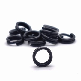 Rosco snap rings, black, split rings, stainless steel, connector rings, snap rings for artificial bait, fishing assembly, suitable for freshwater and salt water, size/load capacity/package content: 6.0 mm/9 kg/40 pieces