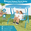 KOTEK Kids Patio Swing, 2-Seater Outdoor Hanging Bench with Adjustable