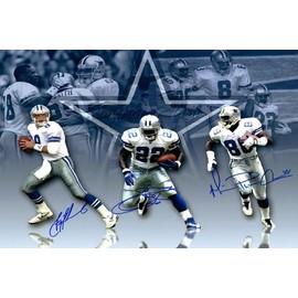 Troy Aikman, Emmit Smith, and Michael Irvin - Dallas Football Autograph Promo Print - 16" x 20" Poster Print