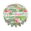 FlamingoTablecloth Tropical Palm Leaves and Flowers Round Table Cloths Summer