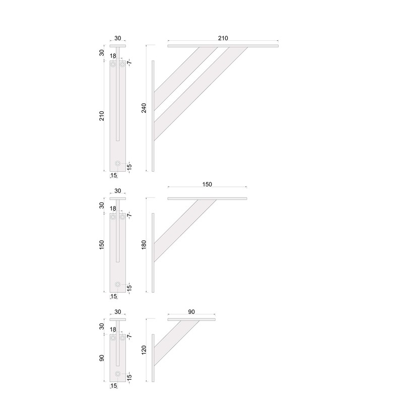 FSHR Design Angle Shelf Bracket/Wall Bracket Aluminium Matt Black