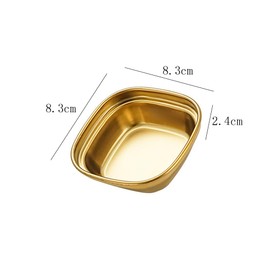 4 Pieces Sauce Dish Bowl Stainless Steel Seasoning Dish 1 Grid Sushi Dipping Bowls Square Saucer Bowl Appetizer Plate Saucer Dish Plate Sushi Dipping Plate Sauce Dip Bowl, Golden