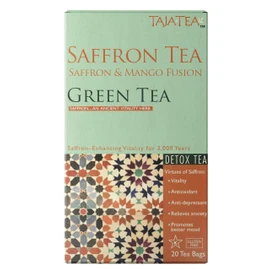 Taja Saffron Tea - Saffron & Mango Fusion Green Tea, Mood Boosting, Detox, Revive and Refresh Blend, Caffeinated | Gluten Free | Kosher, 20 Tea Bags, Pack of 2