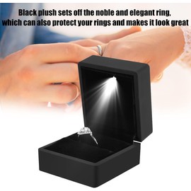 Caja de Anillo de luz LED, Compromiso, Boda, anillos de promesa(Negro)