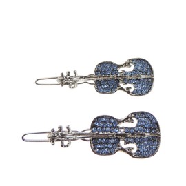 Womens Sparkly Crystal Violin Guitar Viola Cello Diamante Crystal Rhinestone Womens Girls Party Birthday Christmas Bridal Hairpin Hair Clip Grip Bobby Pin Clip Slide (Blue)