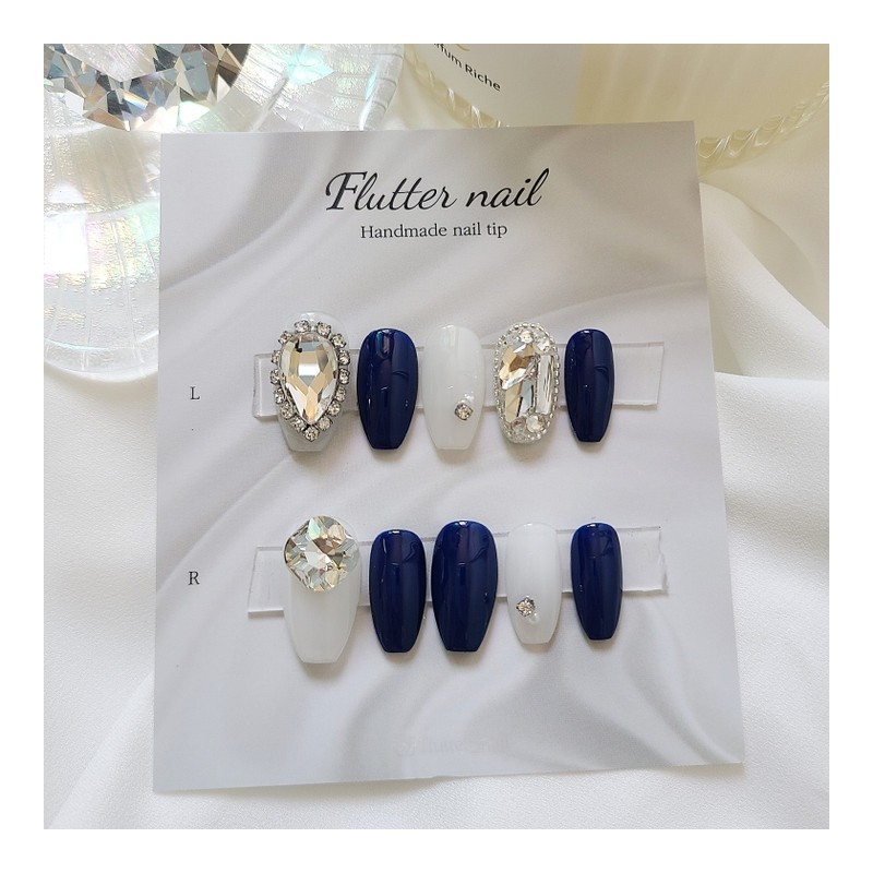 Navy Christon handmade nail tips - Midi Ballet / 네이비