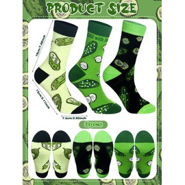 Jeere 3 Pairs Funny Pickle Socks for Women Teen Girls Pickle Gifts Dill with It Novelty Socks Food Socks with Bow Gift Box