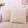 Cikary Cream Beige Fur Throw Pillow Covers 3D Rose Pattern