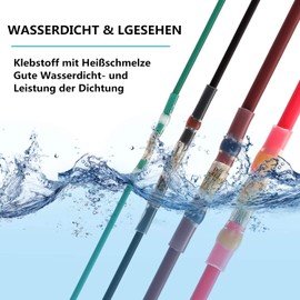 VOARGE 50 x Solder Connectors, Shrink Connectors, Waterproof Butt Connectors, Shrink Connectors, Solder Connector Clamps for Car Electric, Multicoloured