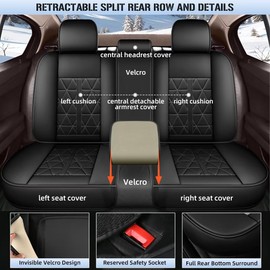 DISUTOGO Car Seat Covers Full Set Fit for Nissan Murano 2011-2023 2024 2025 Leather Automotive Seat Cover Waterproof Seat Cushion with Airbag Compatible (5 Seats, Black)