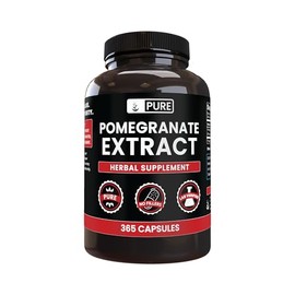 Extracto de granada natural, 365 cápsulas, suministro de 3 meses, sin relleno de magnesio o arroz, rico en antioxidantes, fabricado en Estados Unidos 