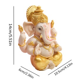 OTKARXUS Elephant God Ganesha- Indian Lord Ganesh Statue Elephant God Figurine Luck and Wealth Hindu Buddha Sculpture Ornament Gifts for Home Decoration- (Gold + Beige Large)