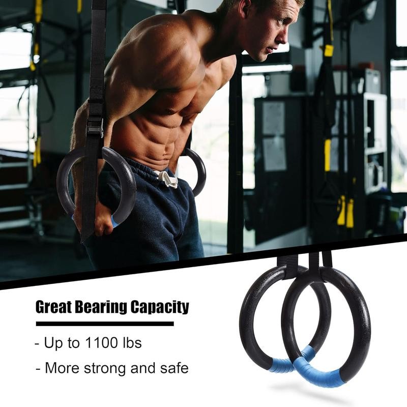 PACETH Gymnastic Rings 1100lbs Capacity with 14.76ft Adjustable Buckle Straps
