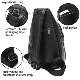 Sling Bag Chest Shoulder Backpack Crossbody Bags for Men Women Travel Outdoors (Large Pu leather)