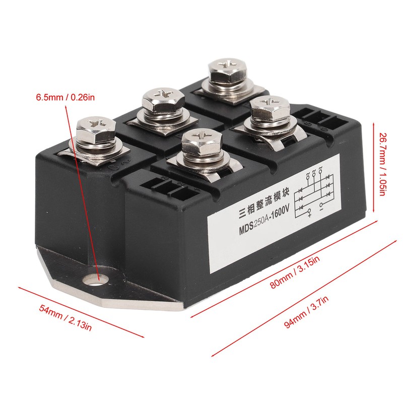 Bridge Rectifier 1600V 250A 3 Phase 5 Terminal Diode Bridge