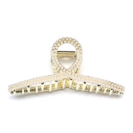 QinGoo Large Metallic Cross Hair Clip Beautiful Women's Hair Clip Headdress Elegant Hair Accessory 1 Piece (11.5 cm x 4.3 cm, Pearl)