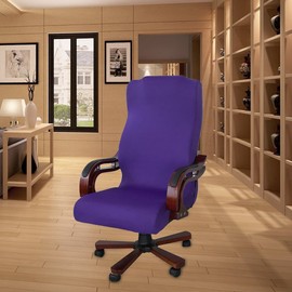ELEOPTION Office Chair Seat Cover Stretch High Back Large Size, Universal Chair Cover for Computer Chair Executive Chair Rotating Swivel Chair Boss Chair Slipcovers Modern Style (Large, Purple)