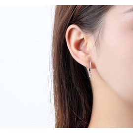 Shandtsuki Zirconia Earrings, Birthday Stones, Dangling Earrings, Silver, Women's Earrings, Cubic Zirconia, Drop Earrings, Simple, Offense Earrings, Business Piercing, Hypoallergenic, Hypoallergenic