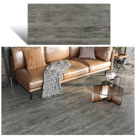 VEELIKE 12''x24'' Peel and Stick Floor Tile Waterproof Wood Look Stick on Tiles for Bathroom Kitchen 12-Pack Rustic Grey Peel and Stick Flooring Tiles Wood Vinyl Floor Tiles for Bedroom Basement