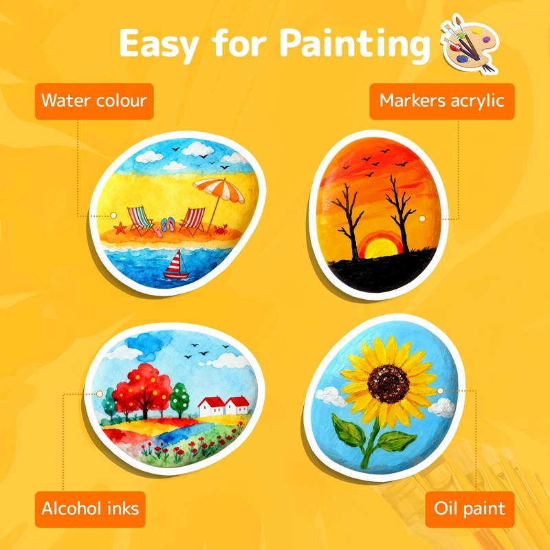 Simetufy 45 Pcs Painting Rocks Bulk, 2"-3" River Rocks for