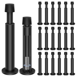 20 Pack Black Door Stops 4.4 Inch Spring Door Stop Wall Mounted Soft Rubber Door Bumper Tips Wall Protector Door Stopper for Bottom of Door