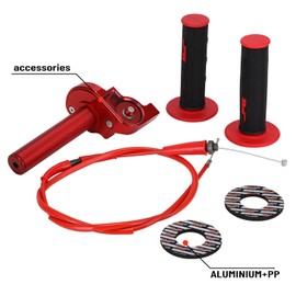JFG RACING JFG RACING Motorcycle Throttle Assembly,7/8" 22mm Quick Twist Throttle Grips With Throttle Cable Aluminum Alloy Universal For CRF50 KLX SSR TTR 110 125 150 200 250cc Dirt Pit Bike ATV Mini Bike Red