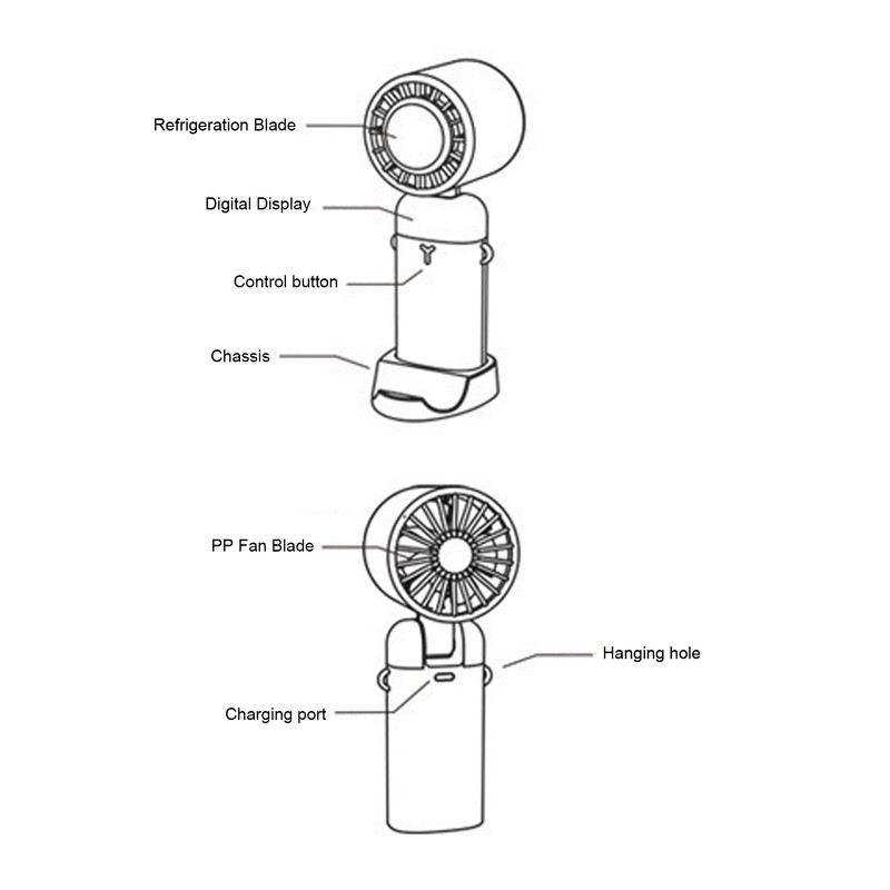 Handheld Fan Quiet Foldable Brushless Motor Digital Display 3600mah 3