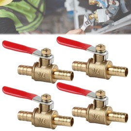 HOMURY Pack of 4 8 mm 1/4 Inch Brass Ball Valve Universal, Fuel Valve for Diesel & Petrol, Petrol Tap Ideal for Scooters, Motorcycles, Quads, Moped & Two-Wheels, Valve Pipe Fittings