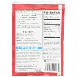 McCormick Taco Less Sodium, 1.25-Ounce (Pack of 12)