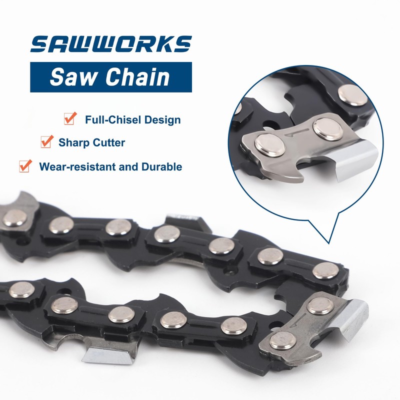 SawWorks 3-Pack 20 Inch Chainsaw Chain, 325" Pitch .058" Gauge