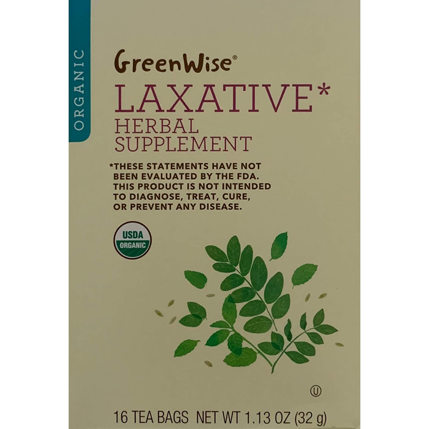 GreenWise Organic Laxative Herbal Supplement, Senna Leaf Peppermint