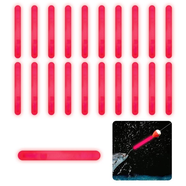 Glow Stick for Fishing Rods, 20 Pieces Fishing Glow Sticks, Rose Red Light Fishing Glow Sticks, Float Glow Sticks, Glow Sticks for Fishing, Night Fishing, Green Fluorescent Rod Tip Glow Sticks, Night