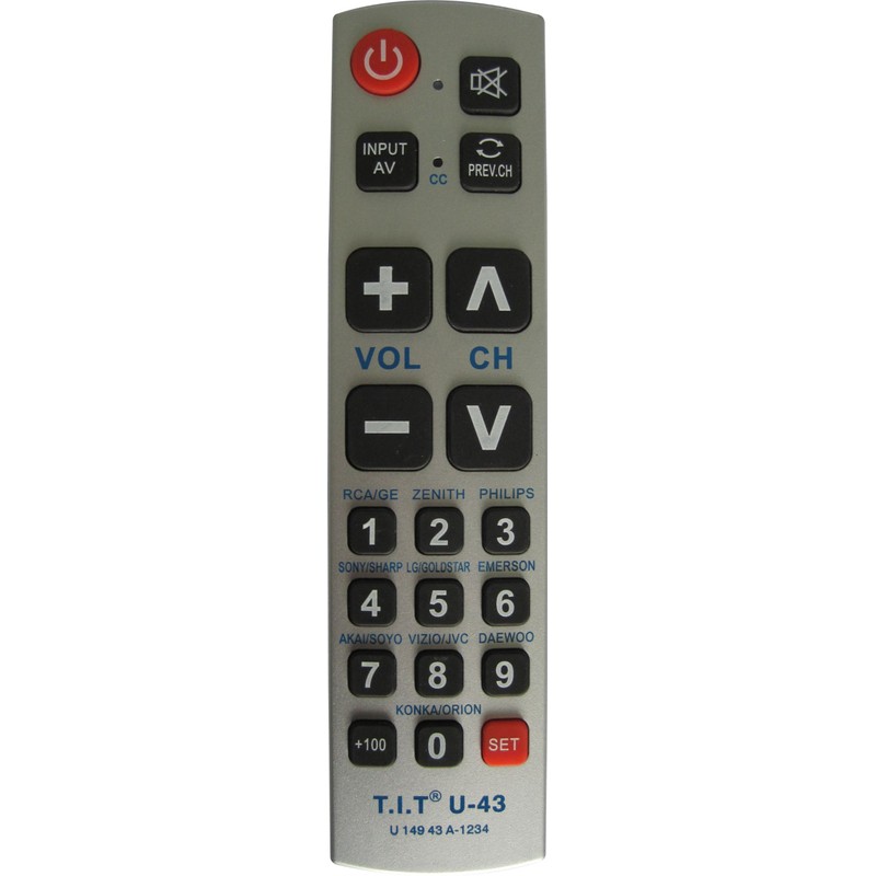 Gmatrix Big Button Universal Remote Control - Retail Packaging (U-43)