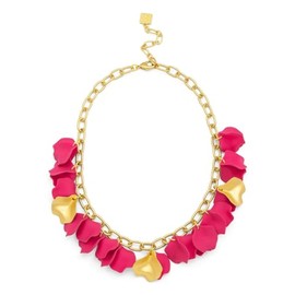 ZENZII Resin Flower Layered Rose Petal Collar Statement Necklace with Gold Chain for Women, Resin, No Gemstone