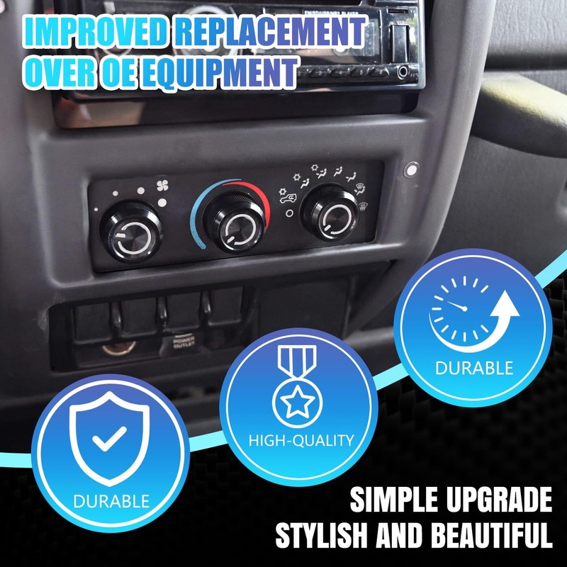 Xomzema 3PCS Upgraded AC Knobs for Jeep Wrangler 1999-2006 Accessories,Air