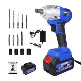 Power Impact Wrench 1/2 Inch Electric Impact Wrench Set Variable Speed for Car Tires 4pc Impact Drill Socket Cordless Power Impact Wrench with Brushless 420N.m.