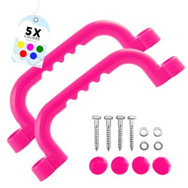 GO!elements Grab Bar and Playhouse Accessories Outdoor Climbing Handles Children Outdoor Grab Handles Play Tower or Tree House Accessories Including Mounting Material Pair (2 Pieces), Colour: Pink