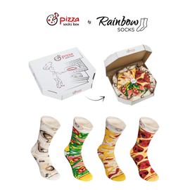 Rainbow Socks - Women's and Men's Pizza Socks Box Mix Italian Hawaii Pepperoni - 4 Pairs - multicoloured, size: 36-40