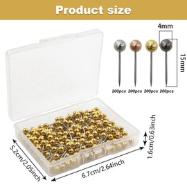 800PCS Map Push Pins, 4 Colors Stainless Steel Head Marking Pins, Map Tacks with Point Thumb Tacks, Drawing Pin for Bulletin Board