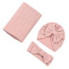 3pcs Receiving Blanket Headband Set Cotton Polyester Wheat Texture Pure