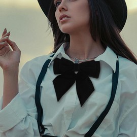 KESYOO Bow Tie Brooch Women Large Bow Brooch Fashion Clothing Pin Coat Lapel for Party Wedding Black