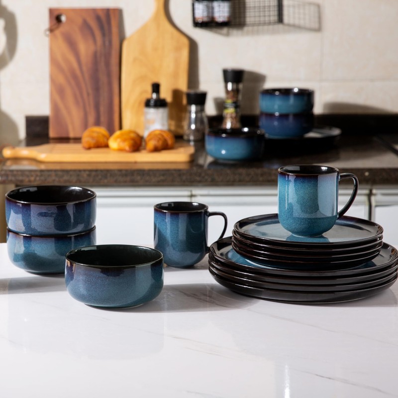 LERATIO Ceramic Dinner Plates Set of 6,10.5 Inch Reactive Glaze