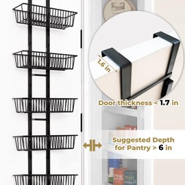 kaoer 8-Tier Over the Door Pantry Organizer, Heavy-Duty Metal with 8 Baskets, Hanging Storage and Organization, Spice Rack for Kitchen Organizers and Storage, Home Storage, BedRoom